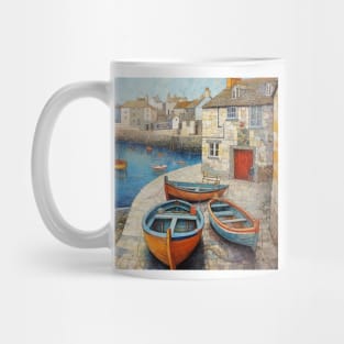 Rowing Boats at Mousehole Harbour, Cornwall Mug